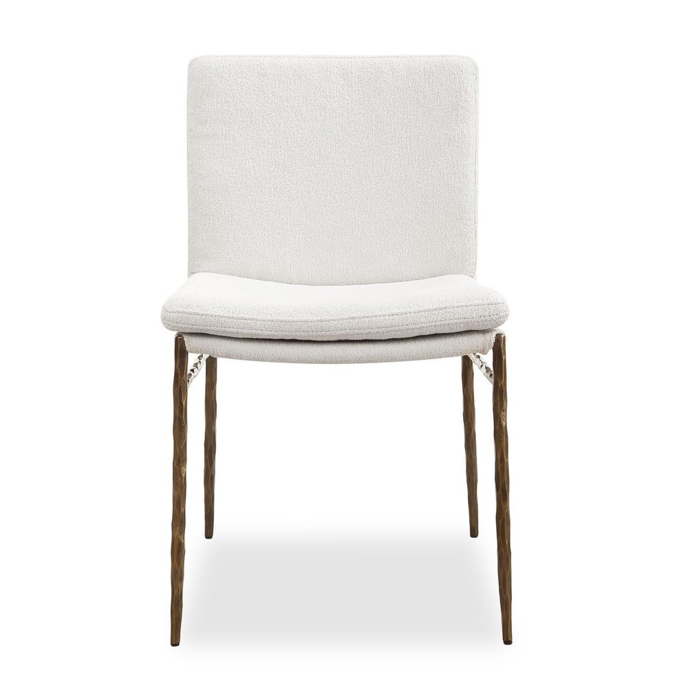 Uttermost Ascend White Boucle Cushioned Seat with Aged Gold Iron Dining Chair - Image 2