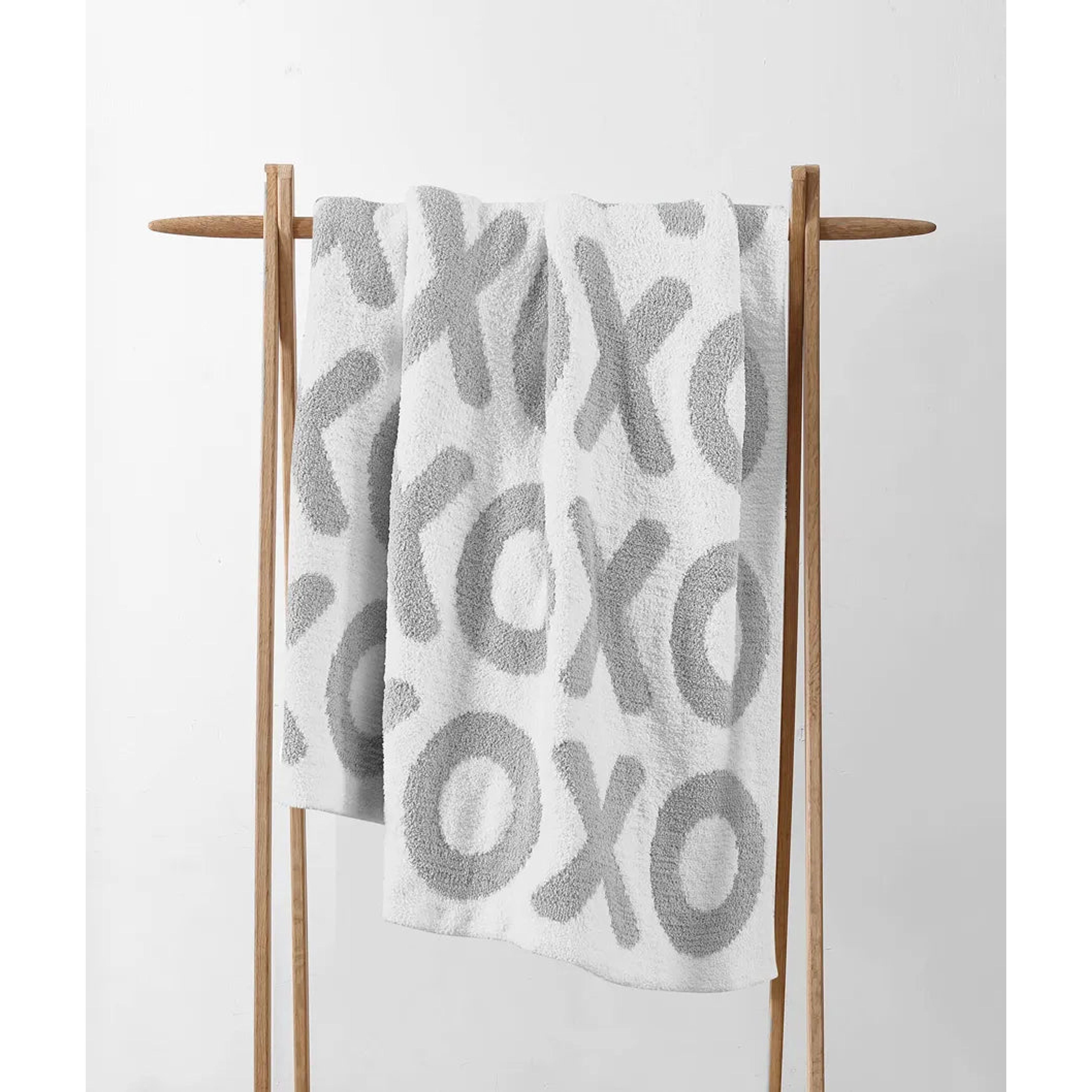Sunday Citizen XOXO Cloud Gray and Off White Throw - Image 1
