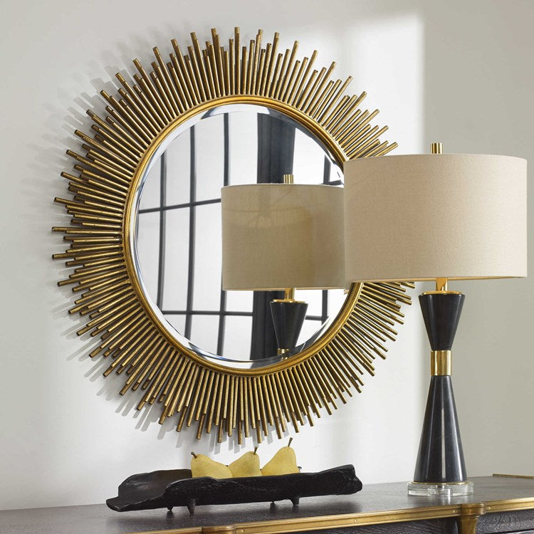 Uttermost Marlo Antiqued Gold Leaf Round Mirror - Image 1
