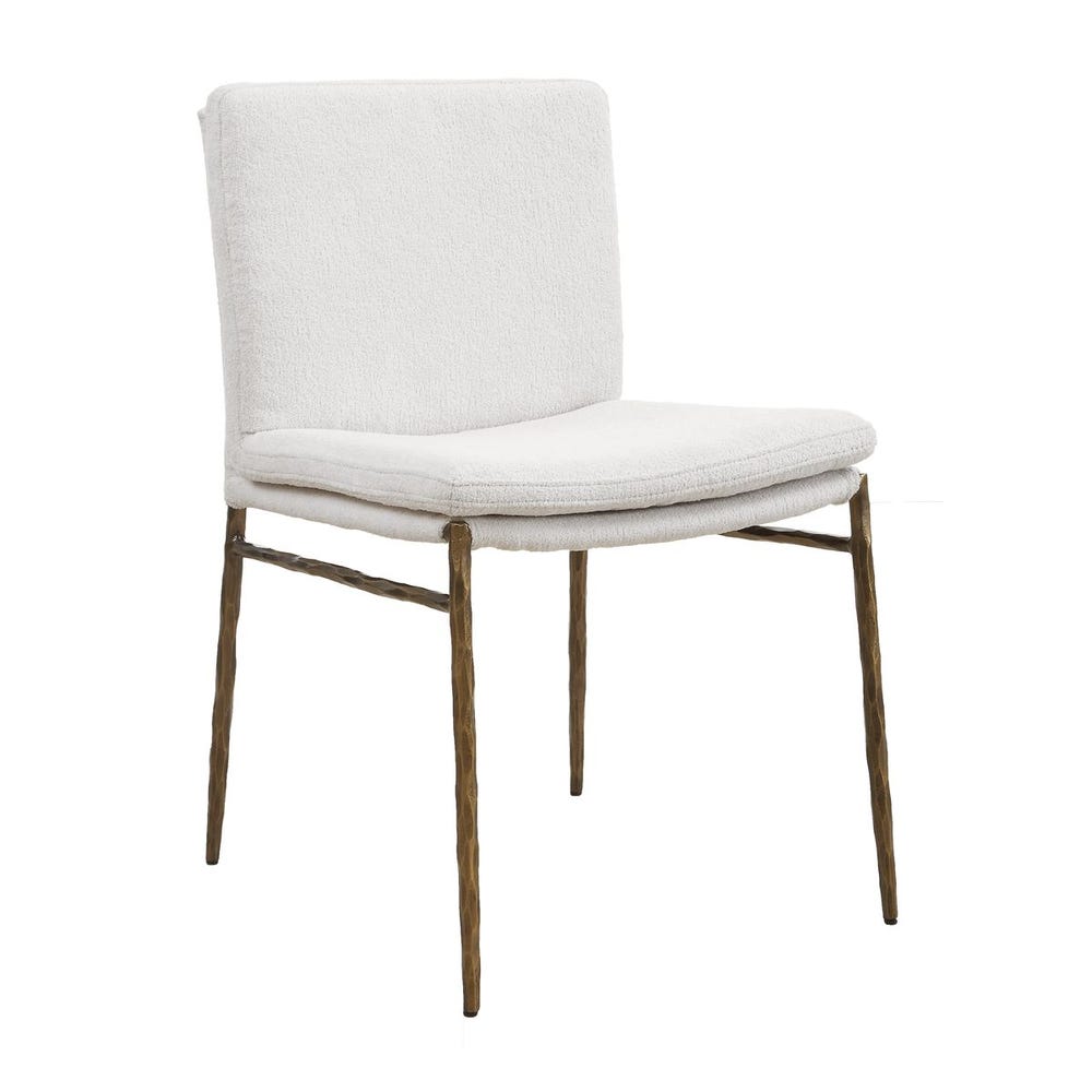 Uttermost Ascend White Boucle Cushioned Seat with Aged Gold Iron Dining Chair - Image 3