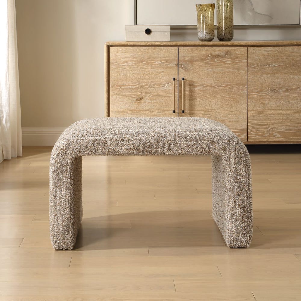 Uttermost Leora Warm Caramel Boucle Small Bench - Image 1
