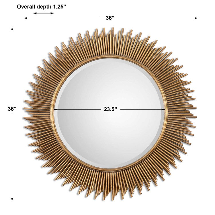 Uttermost Marlo Antiqued Gold Leaf Round Mirror - Image 3