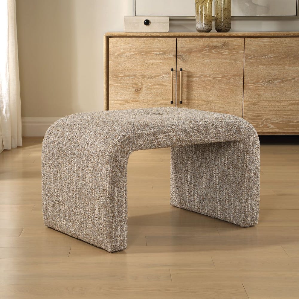 Uttermost Leora Warm Caramel Boucle Small Bench - Image 3