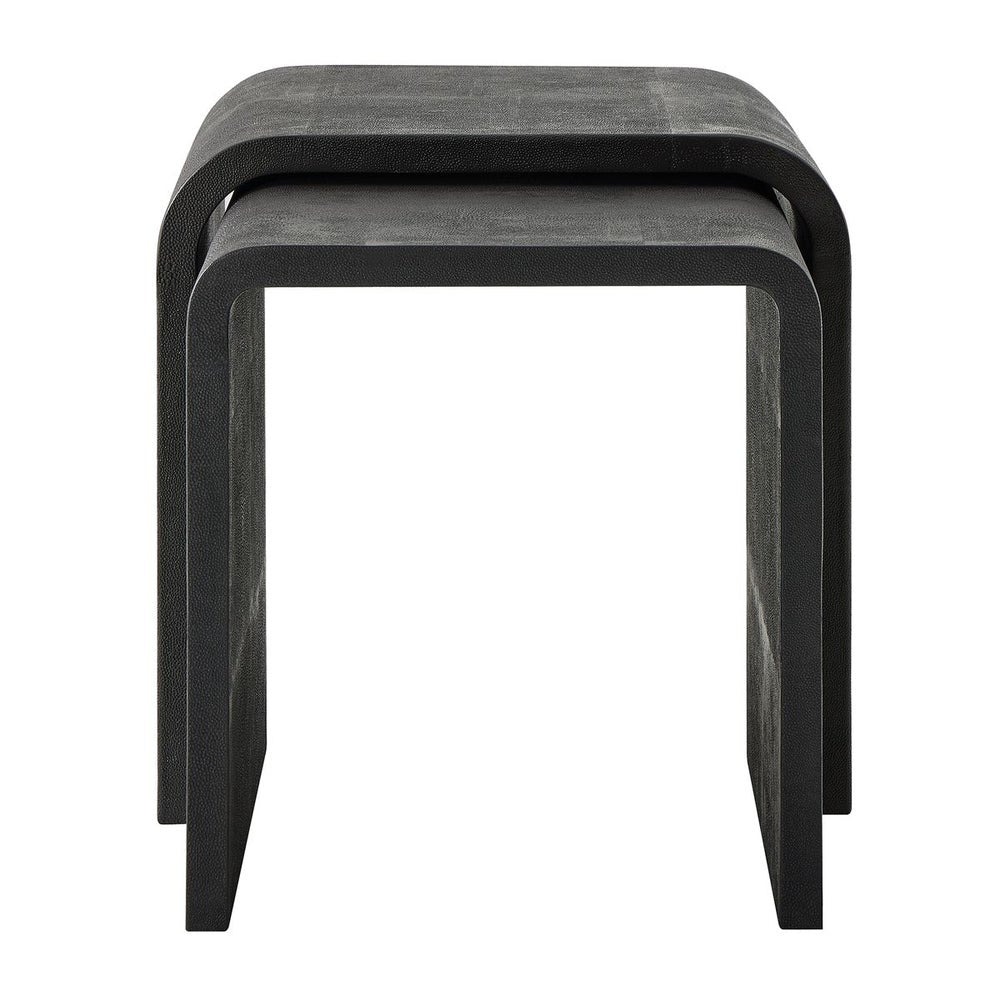 Uttermost Interpose Gray Shagreen Set of 2 Nesting Side Tables - Image 2