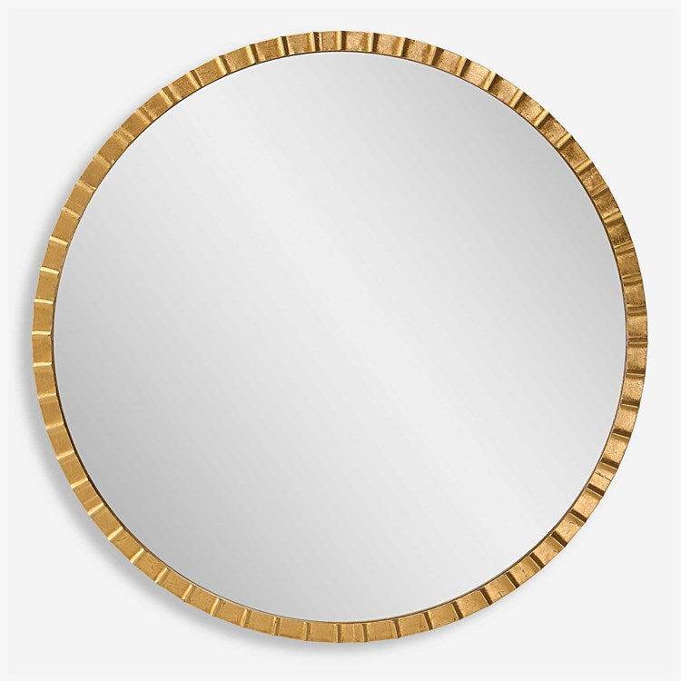 Uttermost Dandridge Antiqued Gold Leaf Iron Round Mirror - Image 2