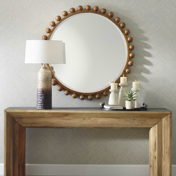 Uttermost Cyra Walnut Wood Round Mirror - Image 1