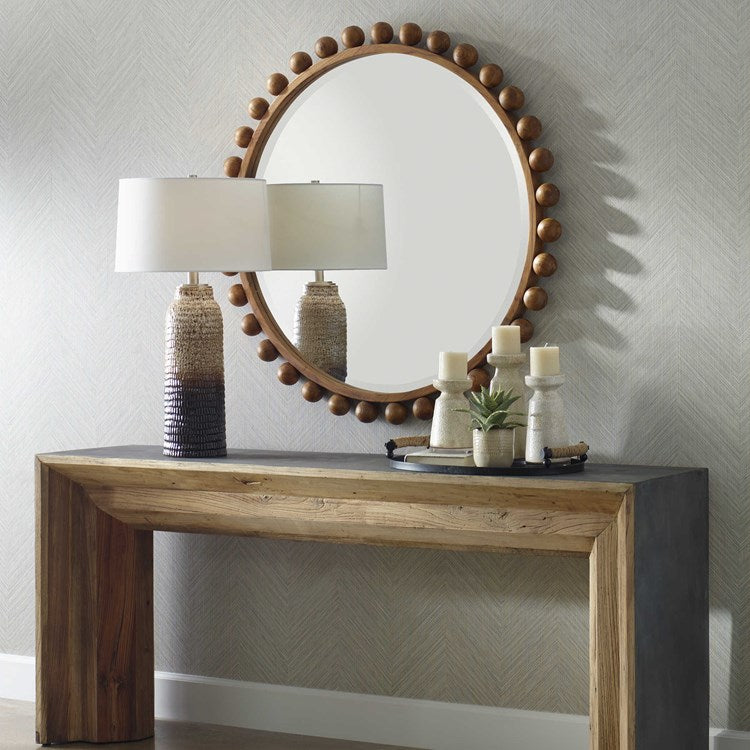 Uttermost Cyra Walnut Wood Round Mirror - Image 3