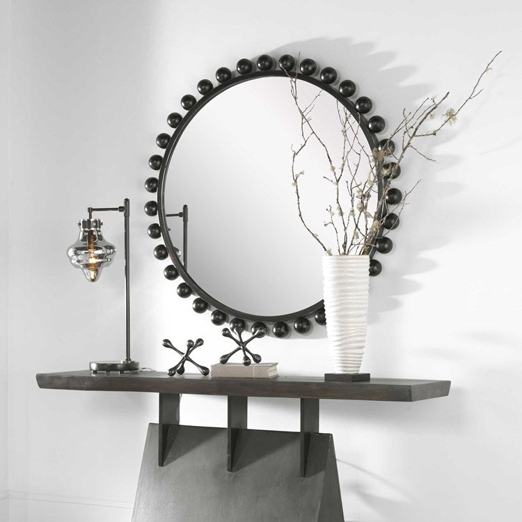 Uttermost Cyra Black Iron Round Mirror - Image 1