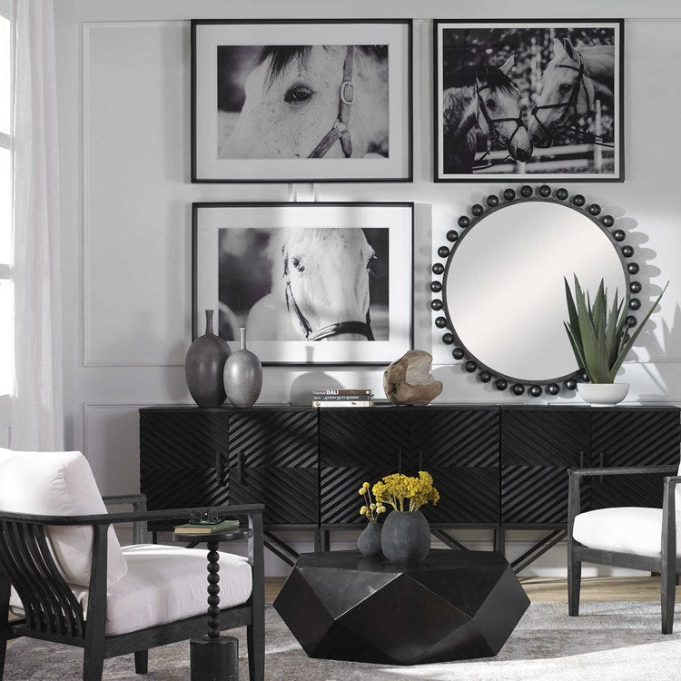 Uttermost Cyra Black Iron Round Mirror - Image 3
