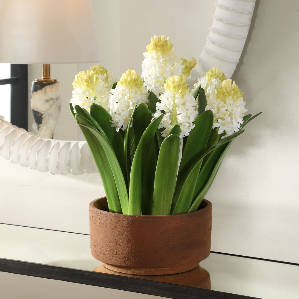 Uttermost Sincerity Potted Hyacinth in Terracotta Planter - Image 1