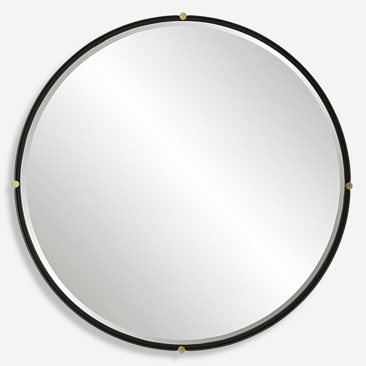 Uttermost Bonded Matte Black Iron Round Mirror - Image 2