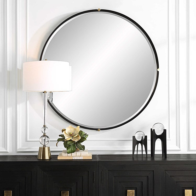 Uttermost Bonded Matte Black Iron Round Mirror - Image 3