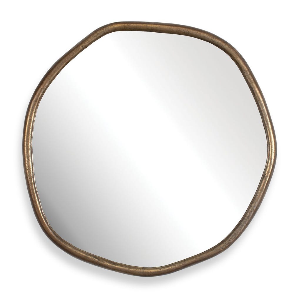 Uttermost Ambrose Antique Brass Finished Round Mirror ~ Indoor And Outdoor Use