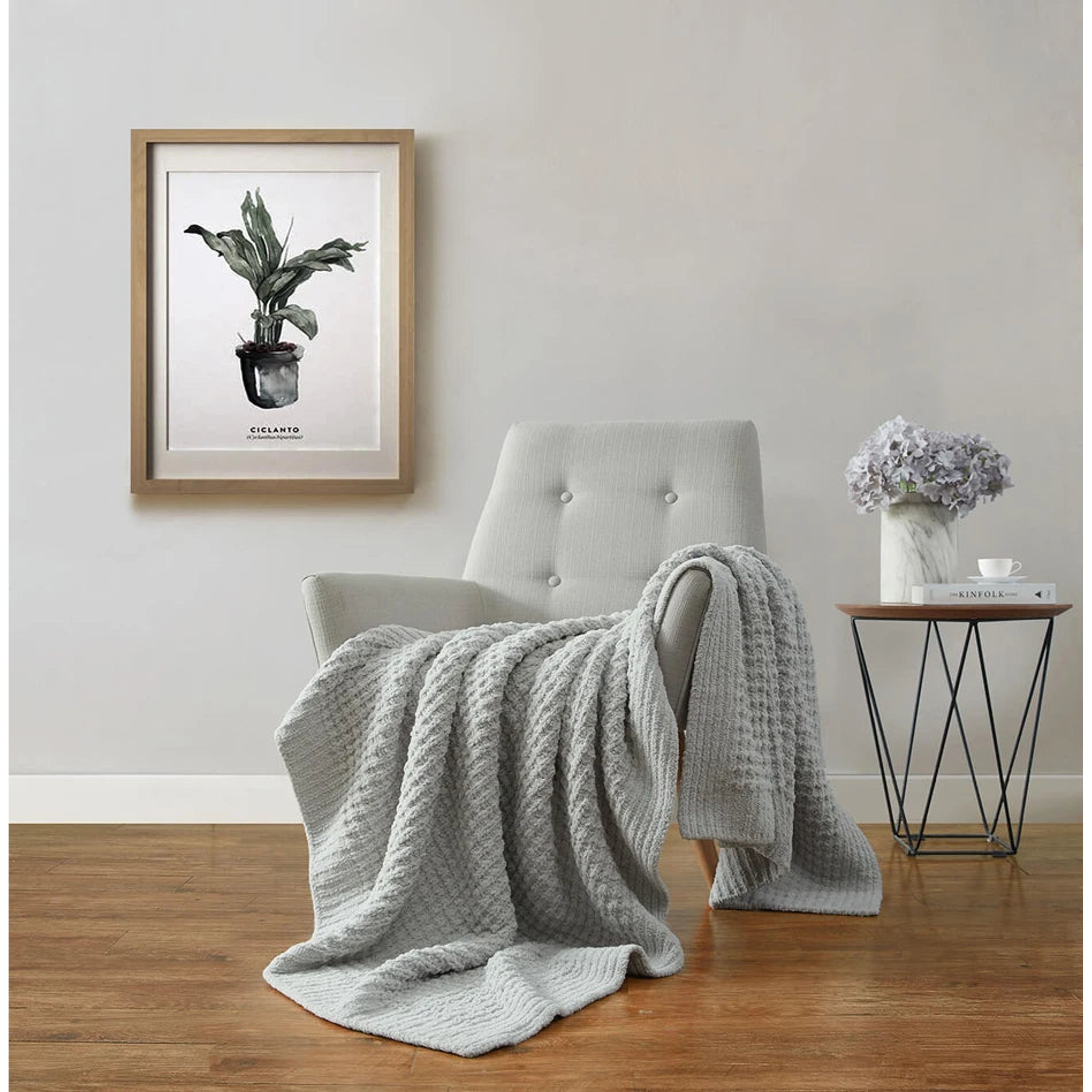 Sunday Citizen Waffle Lightweight Cloud Gray Throw - Image 3