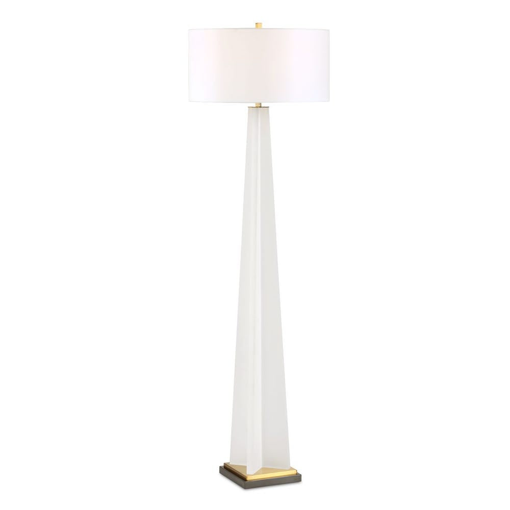 Uttermost Rosin Frosted White With Antique Brass And Black Floor Lamp - Image 3
