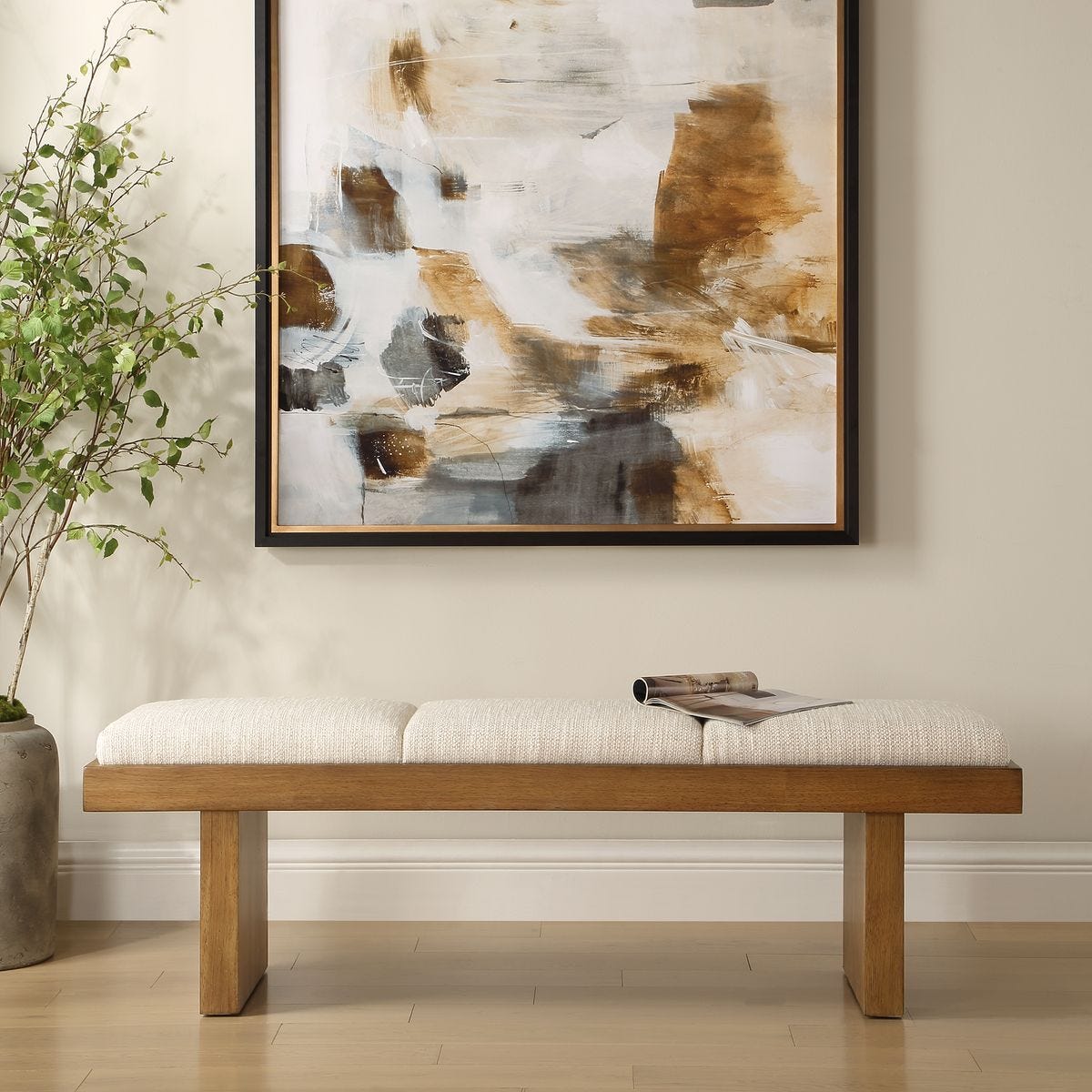 Uttermost Haden Ivory Boucle Bench - Image 1