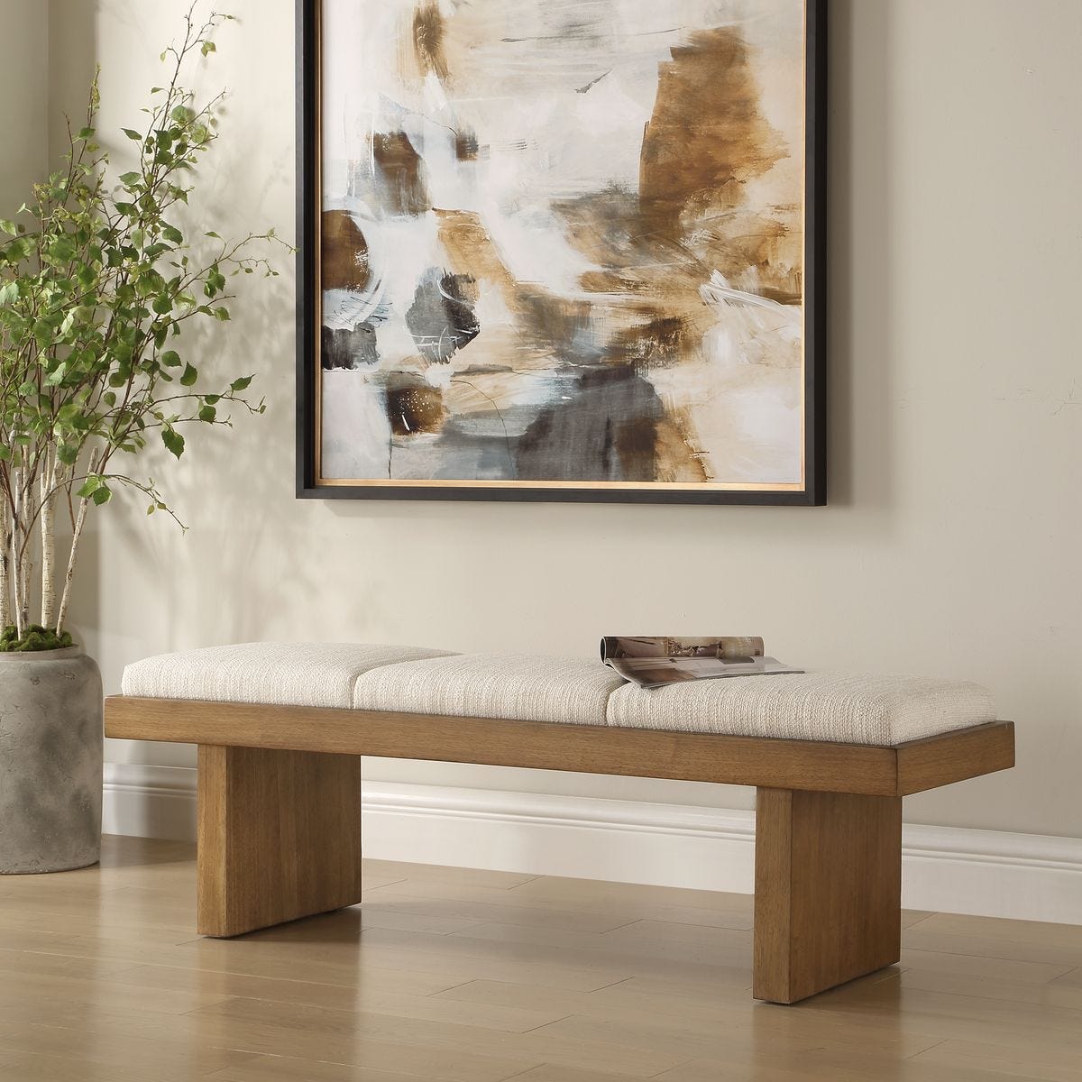 Uttermost Haden Ivory Boucle Bench - Image 2