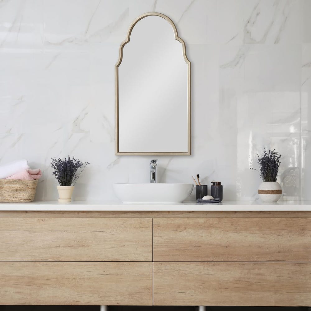Casa Bella Living Warm Silver Arched Top Mirror - Image 1