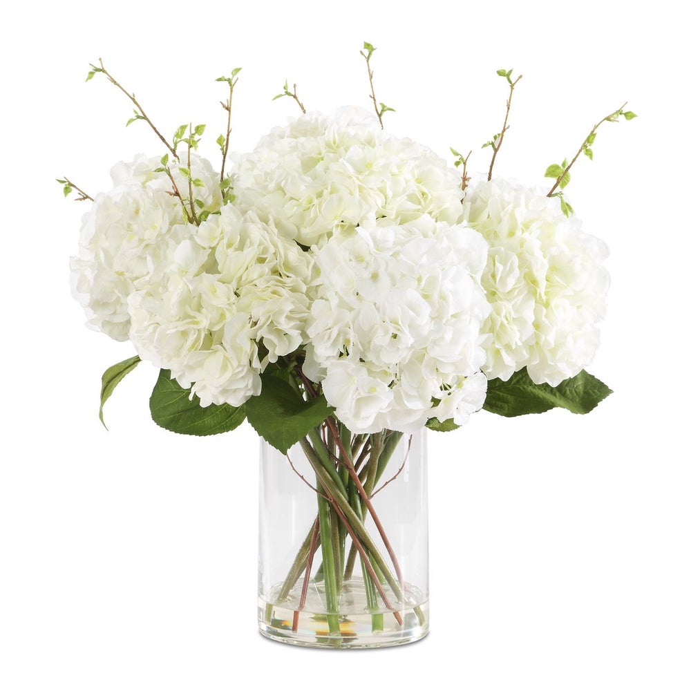 Uttermost Anastasia Cream Hydrangea Glass Vase Centerpiece - Image 2