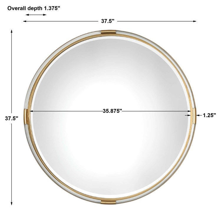Uttermost Mackai Metallic Gold Leaf Iron and Acrylic Round Mirror - Image 3