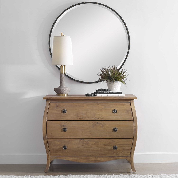 Uttermost Benedo Rustic Black Iron with Antique Gold Round Mirror - Image 2