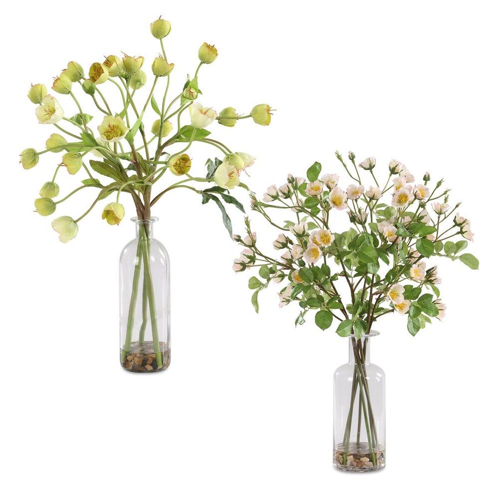 Uttermost Tranquility Lenten Set Of Two Rose Bouquets In Glass Jars - Image 2