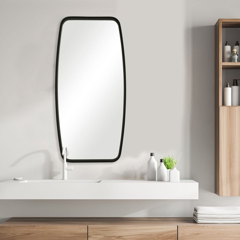 Casa Bella Living Thick Matte Black Metal Band Framed Mirror - Image 1