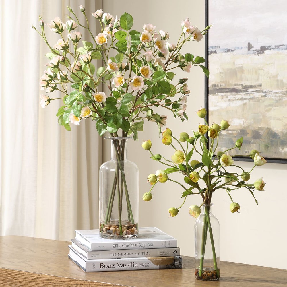 Uttermost Tranquility Lenten Set Of Two Rose Bouquets In Glass Jars - Image 1