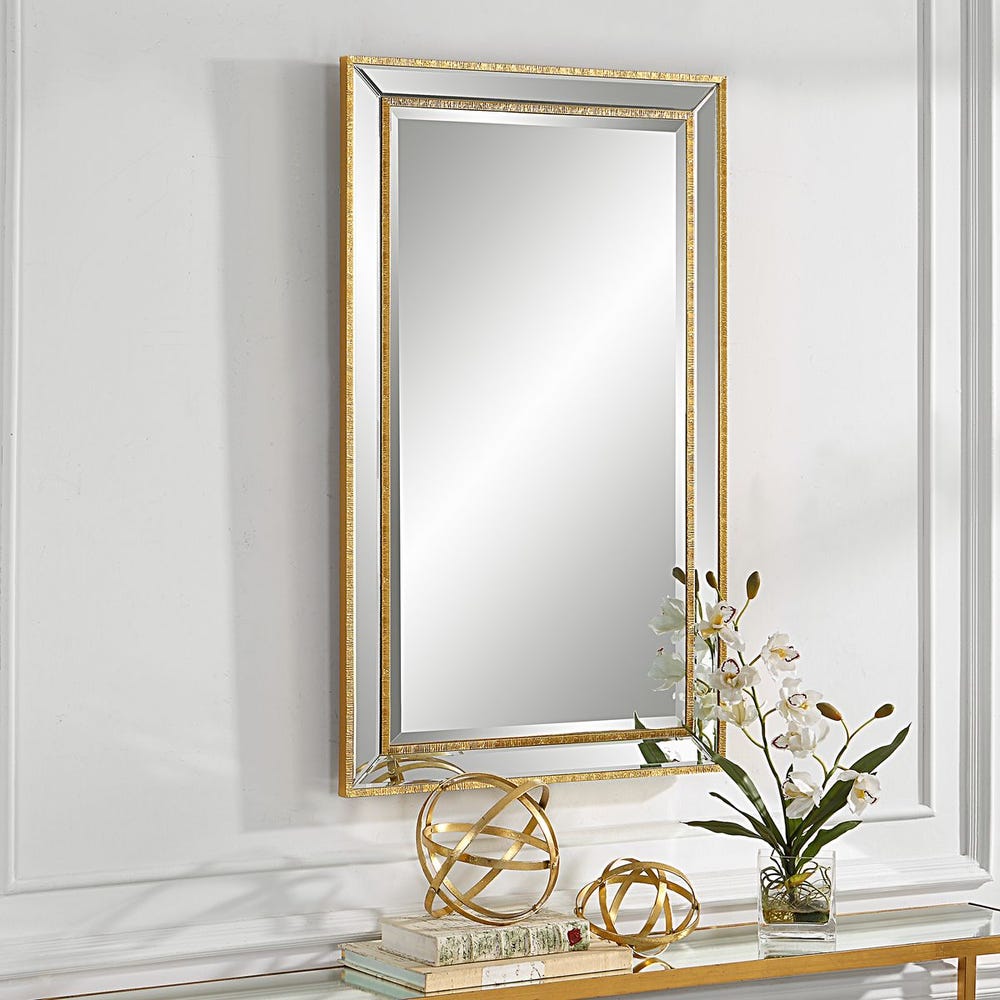 Casa Bella Living Beveled Mirror With Gold Beading - Image 2