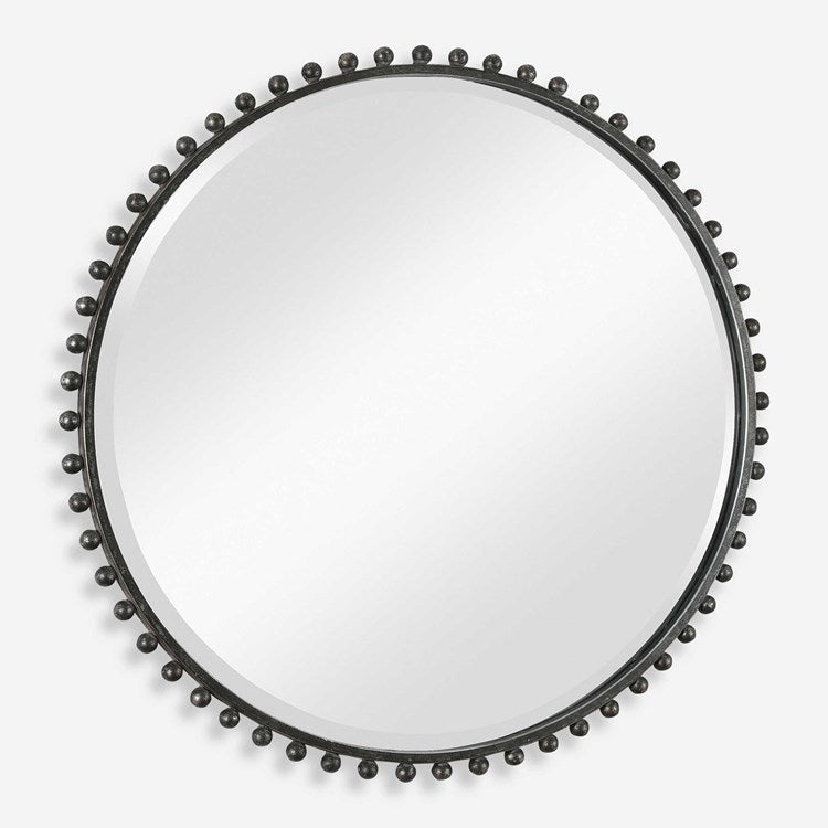 Uttermost Taza Distressed Black Iron Round Mirror - Image 2