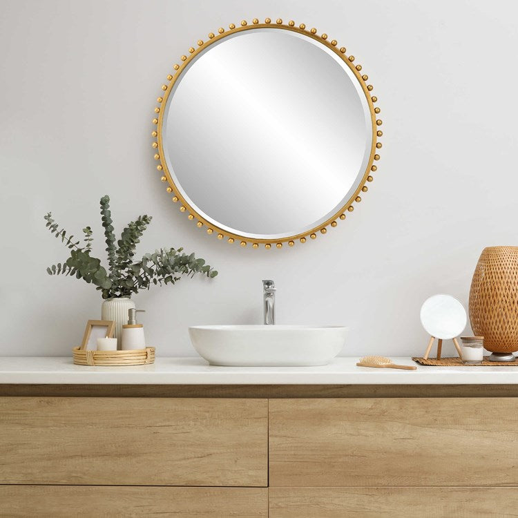 Uttermost Taza Gold Leaf Iron Round Mirror - Image 2