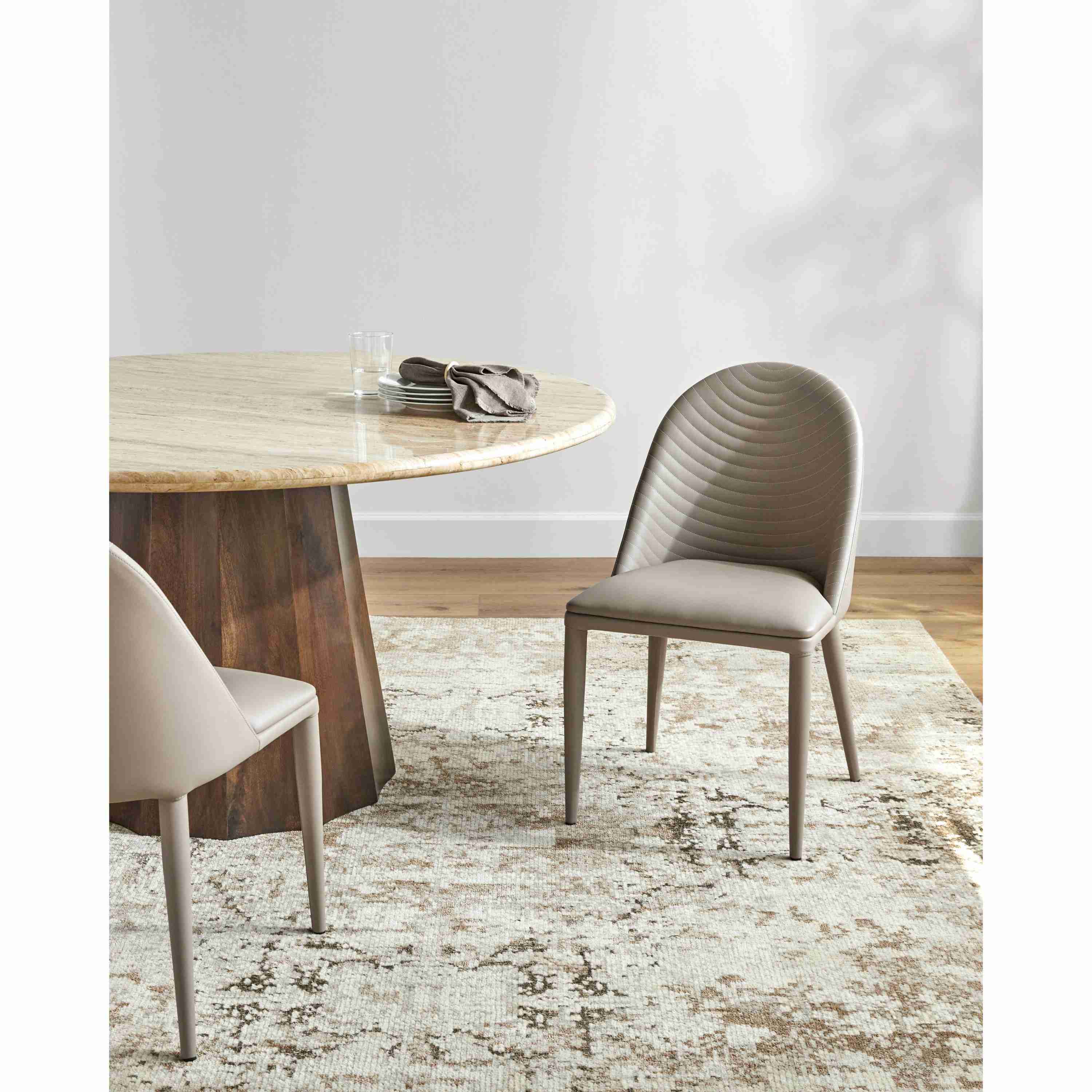 Surya Lacey Modern Beige Faux Leather Set of 2 Dining Chairs - Image 1
