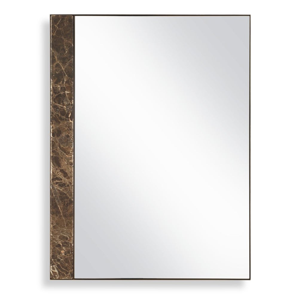 Uttermost Hanover Emperador Brown Marble Mirror With Golden Bronze Iron Frame - Image 3