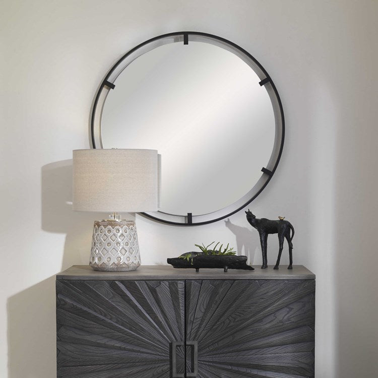 Uttermost Cashel Black Iron Round Mirror - Image 1