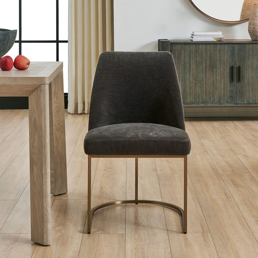 Uttermost Hanni Charcoal Velvet Dining Chair with Curved Steel Frame - Image 1
