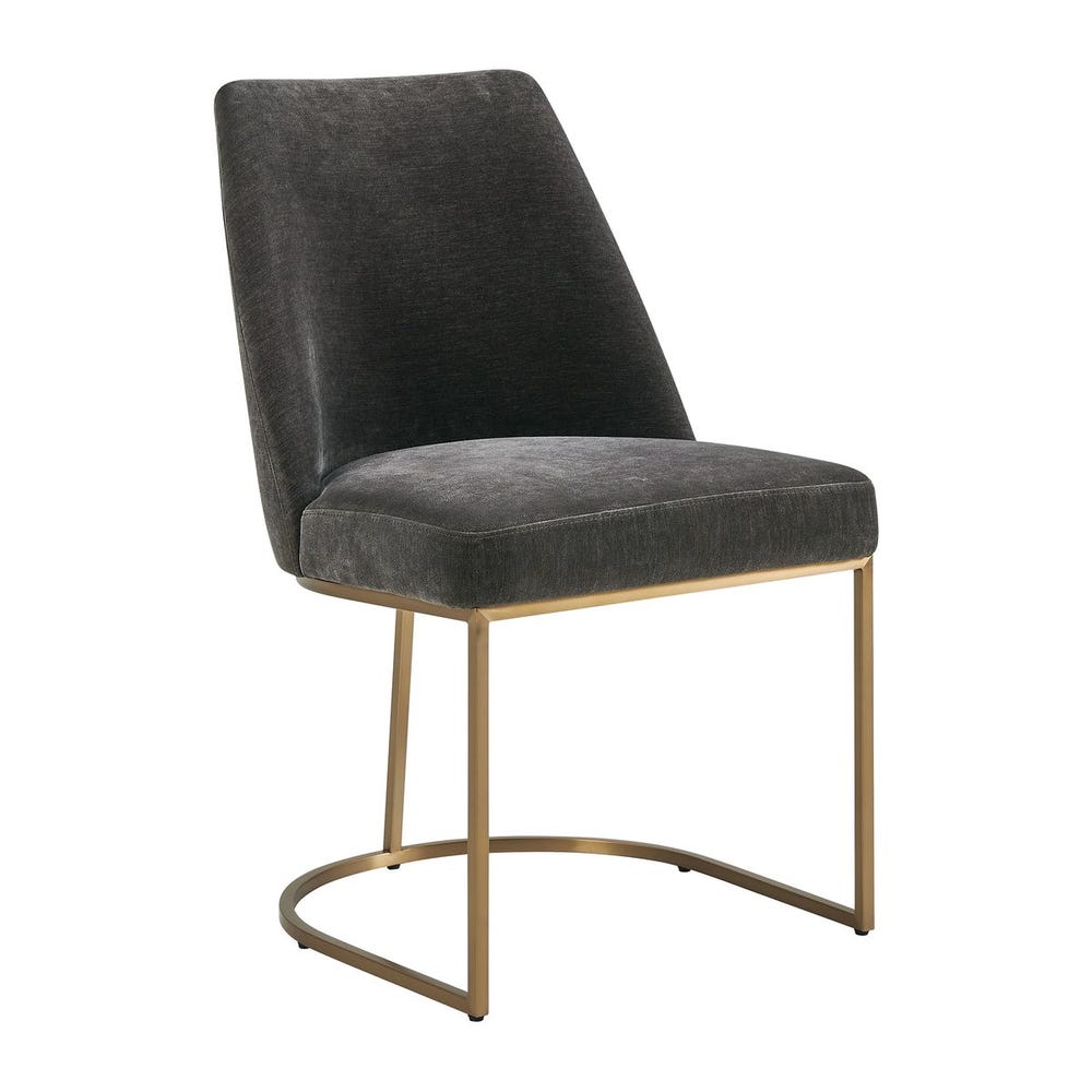 Uttermost Hanni Charcoal Velvet Dining Chair with Curved Steel Frame - Image 3