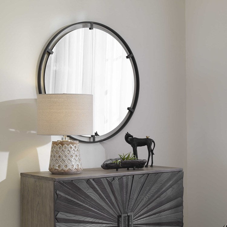 Uttermost Cashel Black Iron Round Mirror - Image 3