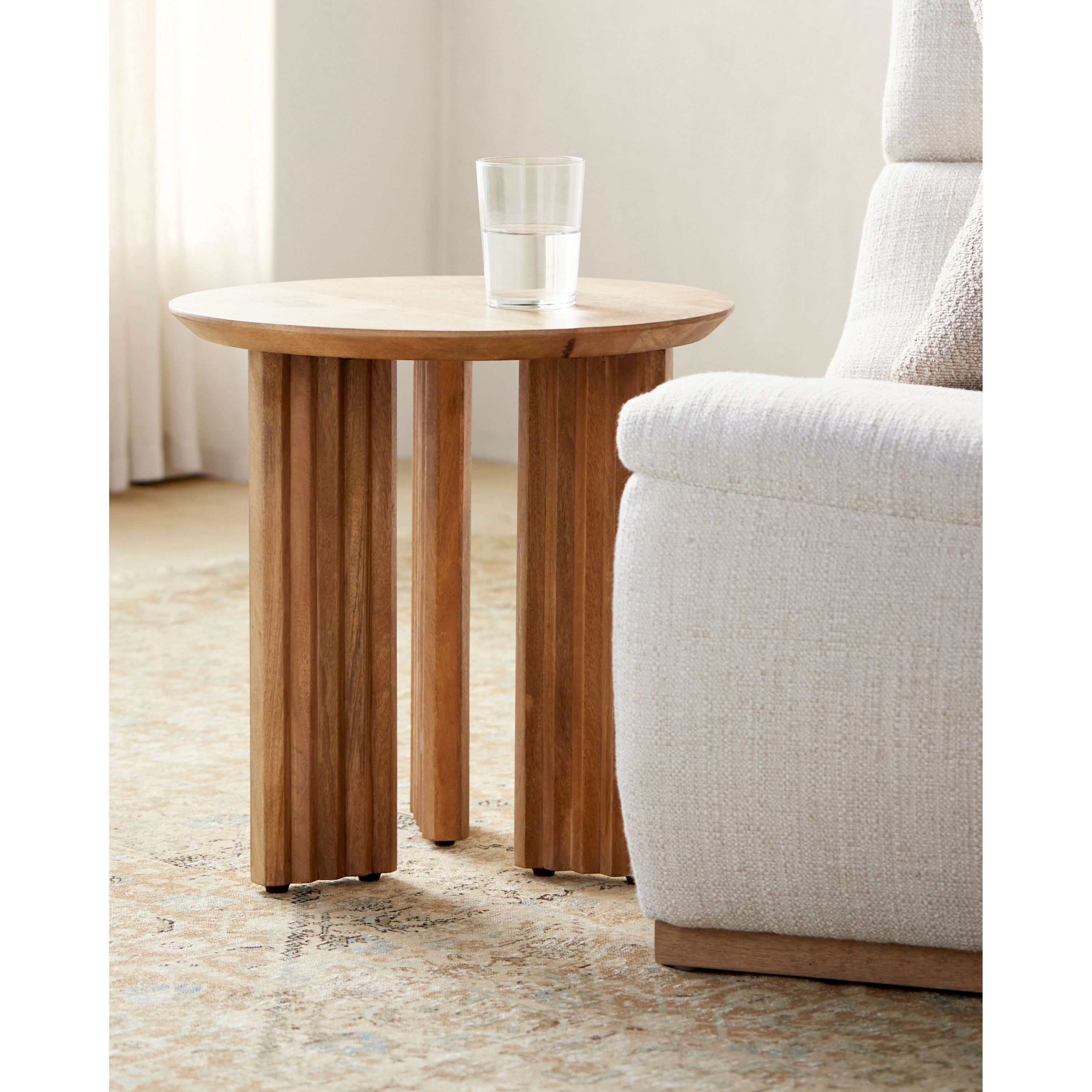 Surya Agnes Modern Natural Mango Wood Round End Table AGNE-002 - Image 2