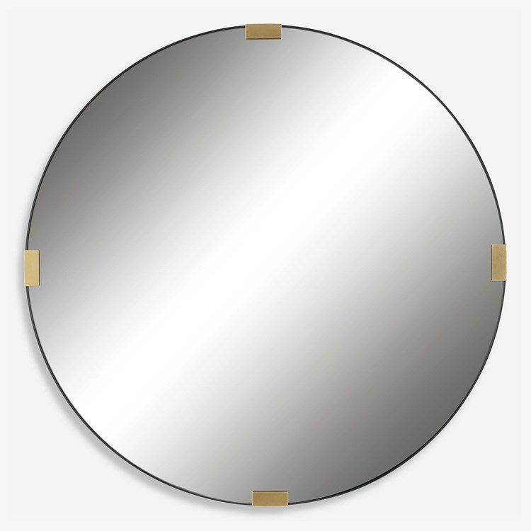 Uttermost Clip Black and Gold Iron Round Mirror - Image 3