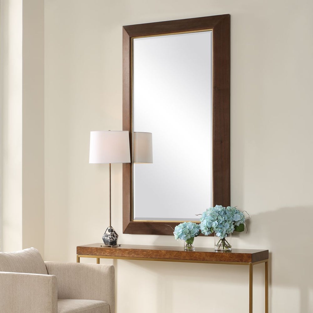 Uttermost Matheson Walnut with Brushed Gold Accents Framed Mirror - Image 2