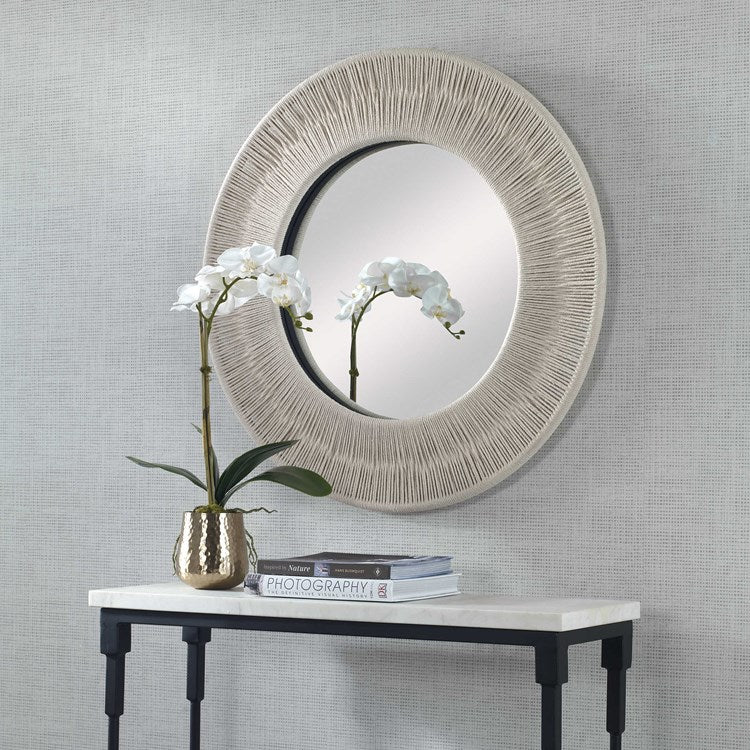 Uttermost Sailor’s Knot White Rope Small Round Mirror - Image 1