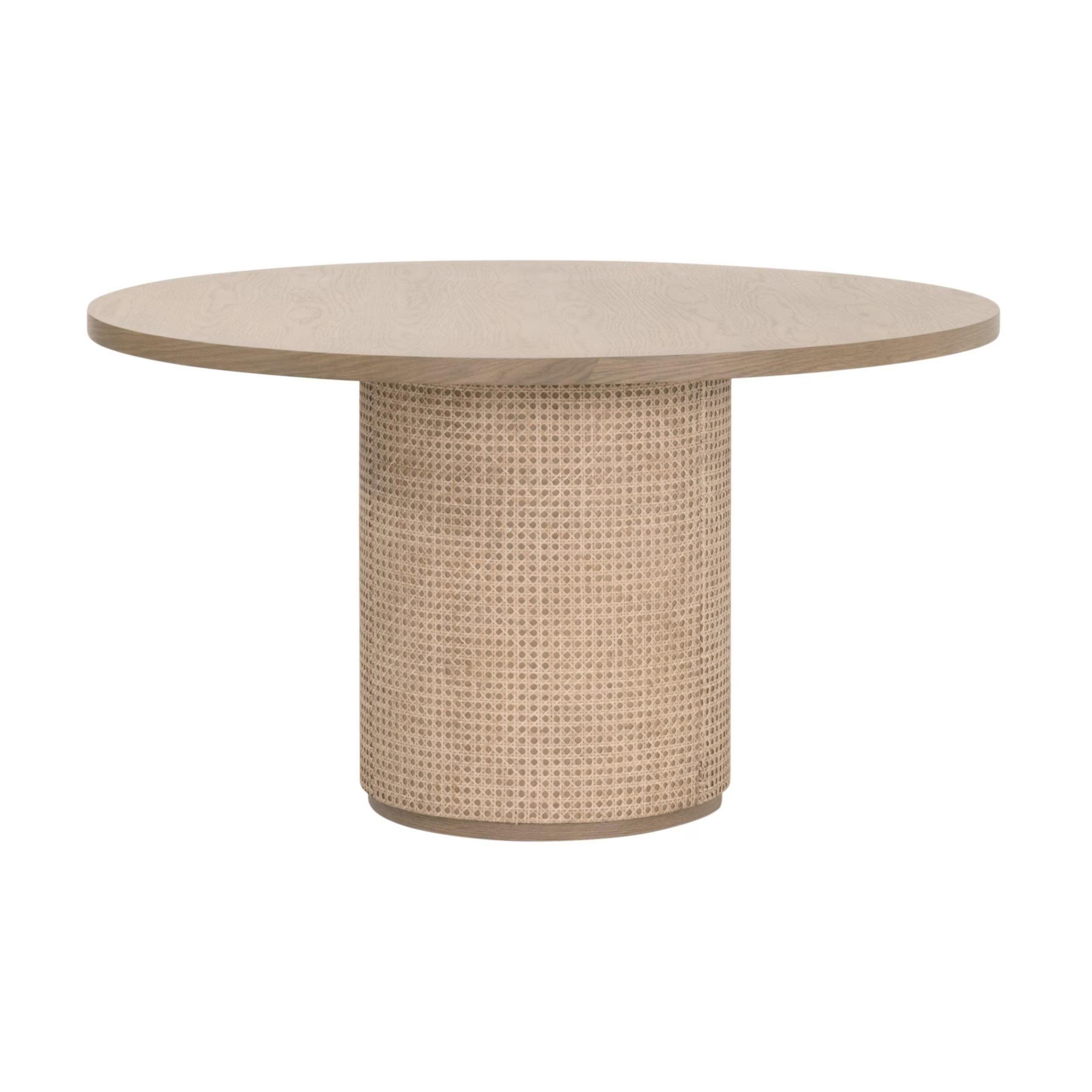 Essentials For Living Cannes 54” Round Dining Table ~ Natural Oak, Cane