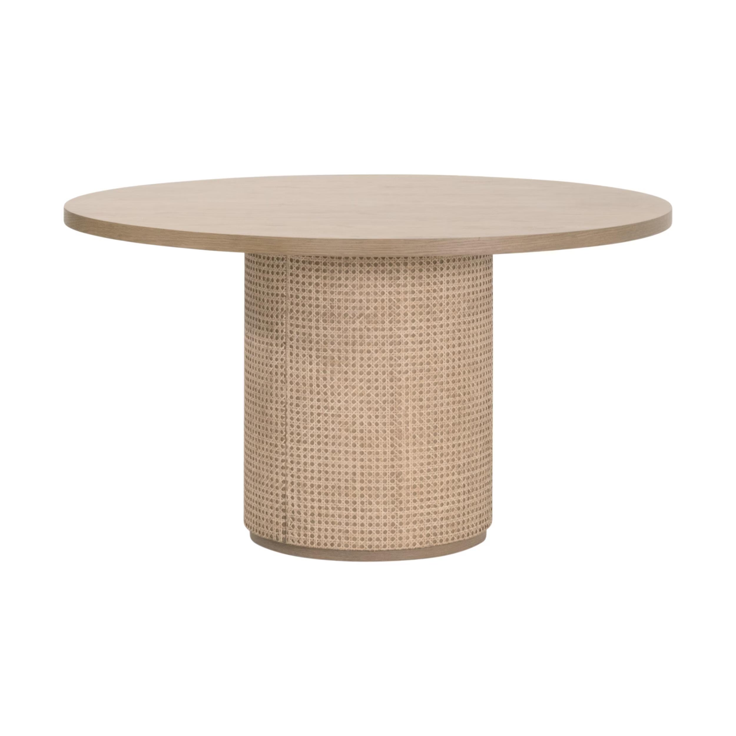 Essentials For Living Cannes 54” Round Dining Table ~ Natural Oak, Cane - Image 2