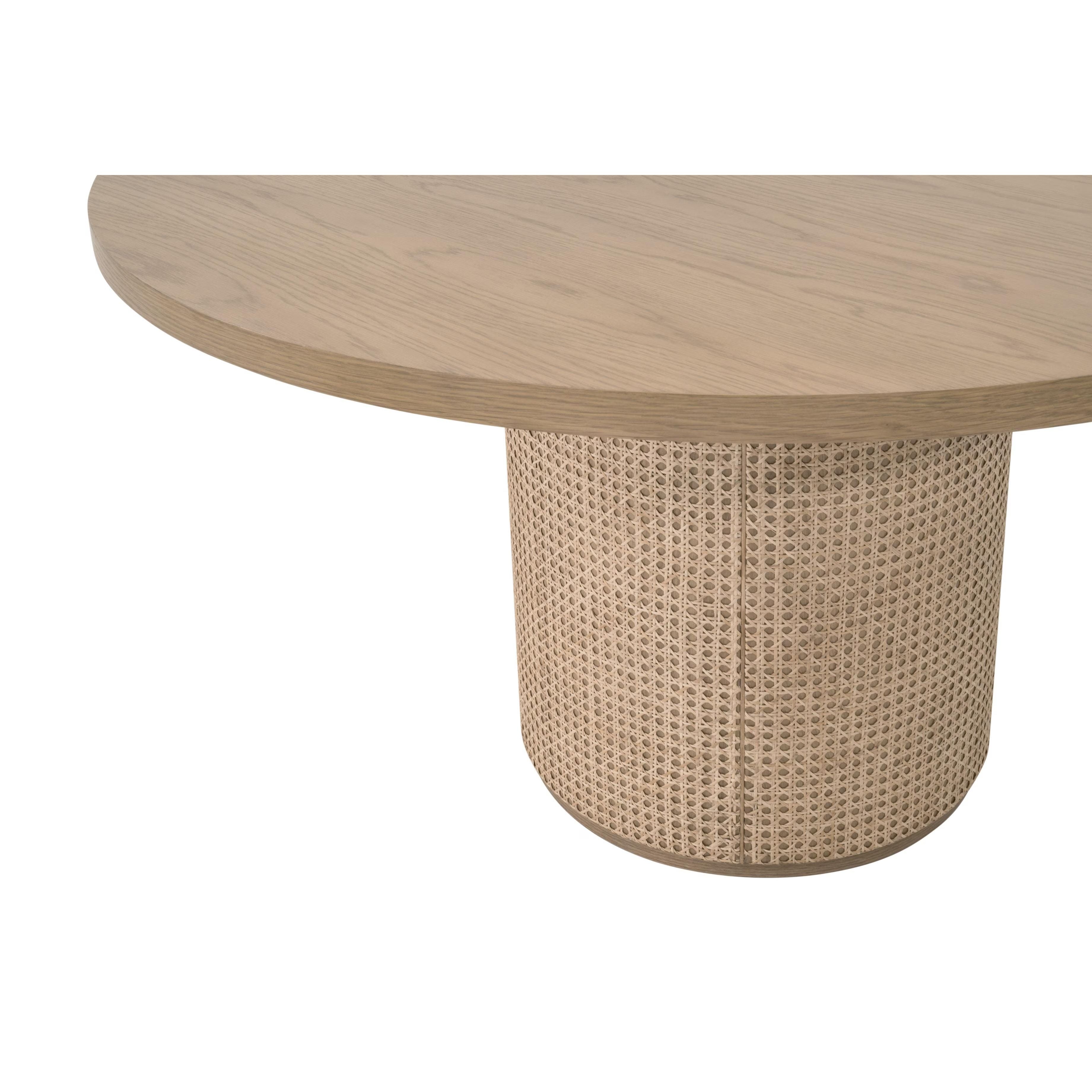 Essentials For Living Cannes 54” Round Dining Table ~ Natural Oak, Cane - Image 3
