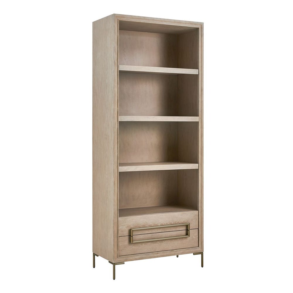 Uttermost Alessia Light Oak Etagere With Brushed Brass Hardware - Image 3