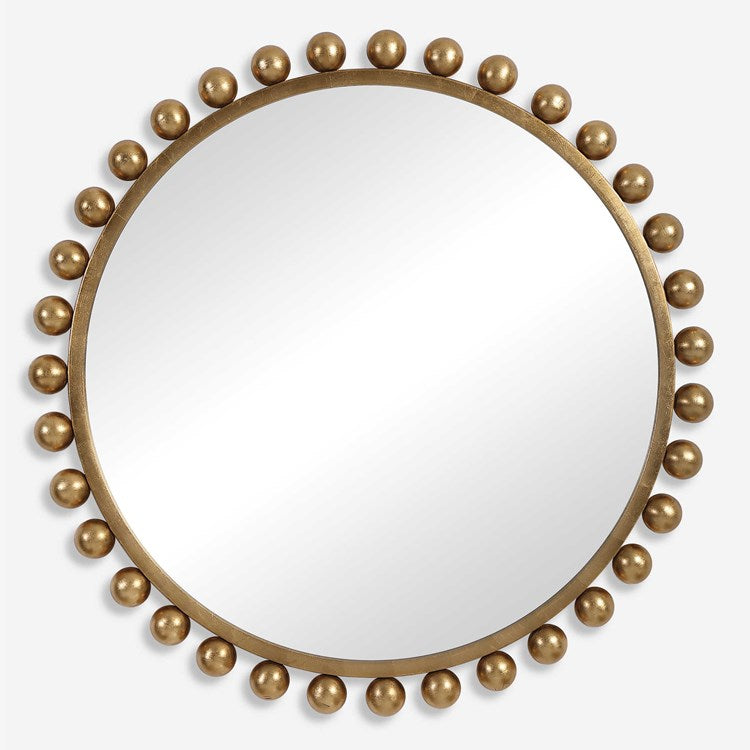 Uttermost Cyra Metallic Gold Leaf Round Mirror - Image 2