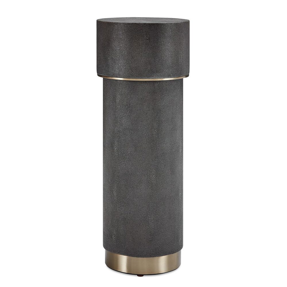Uttermost Wessex Charcoal Grey Faux Shagreen Drink Table with Brushed Brass Accents - Image 3