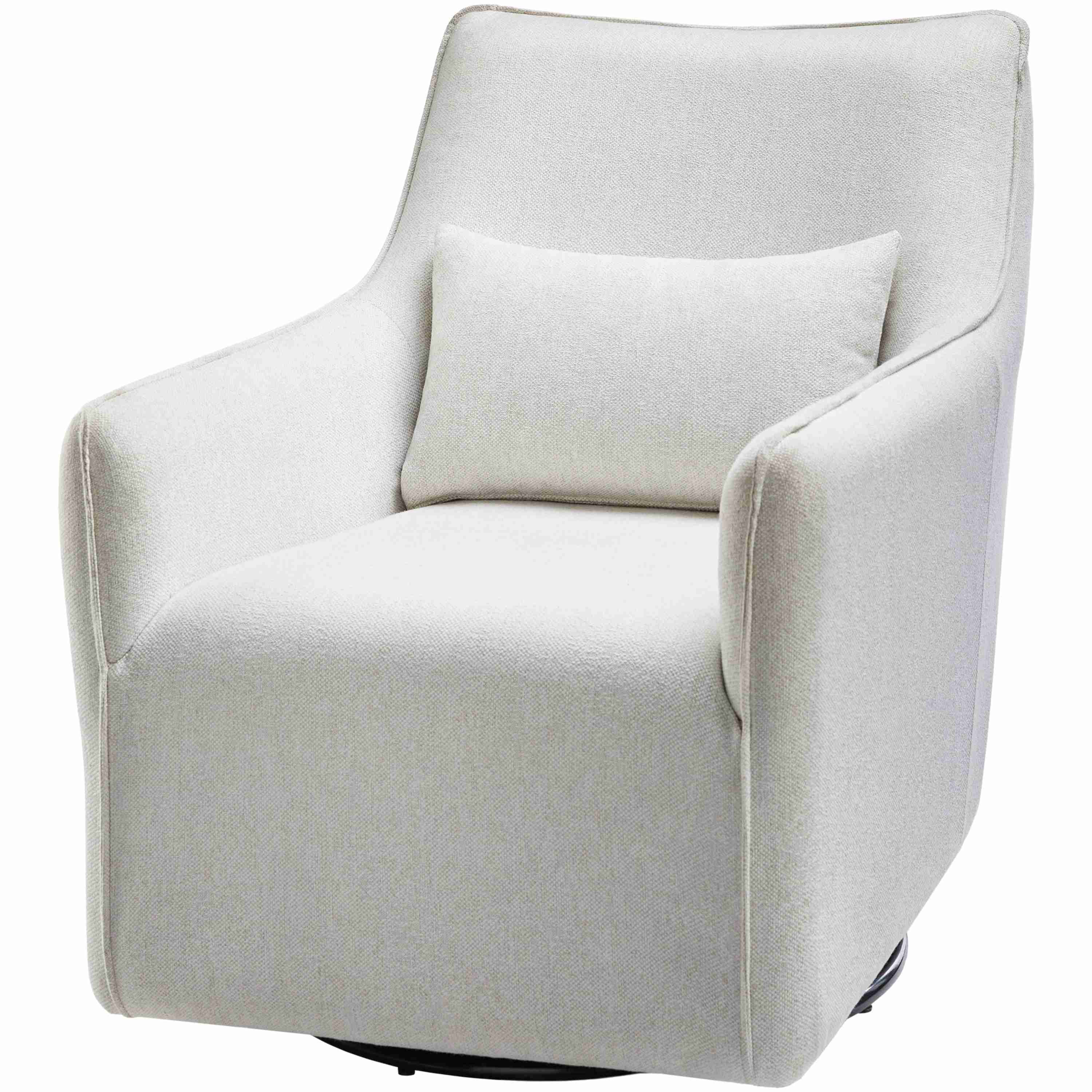 Surya Hudson Modern Ivory Swivel Armchair with Accent Pillow - Image 2
