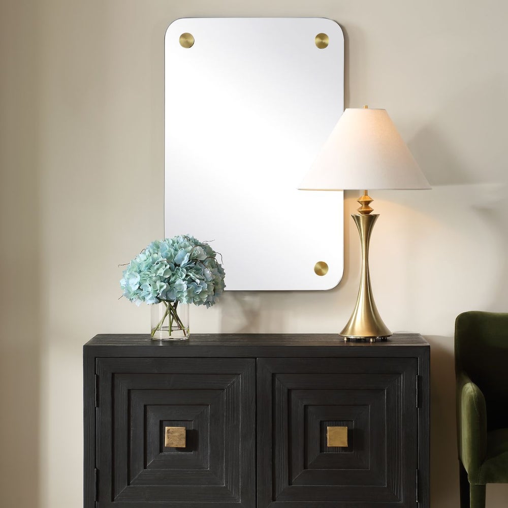 Uttermost Hamrick Polished Bras Rounded Corners Rectangular Mirror