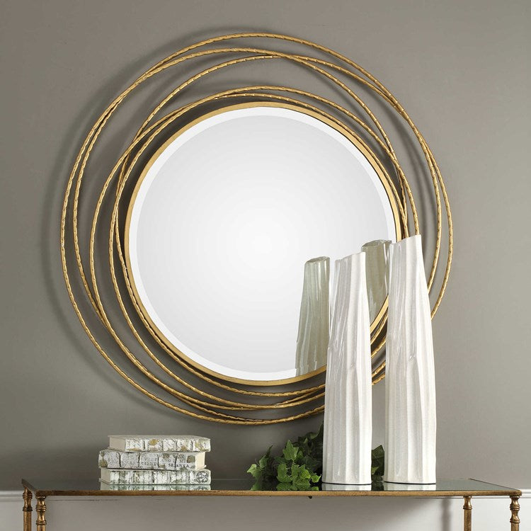 Uttermost Whirlwind Gold Leaf Iron Coils Round Mirror - Image 1